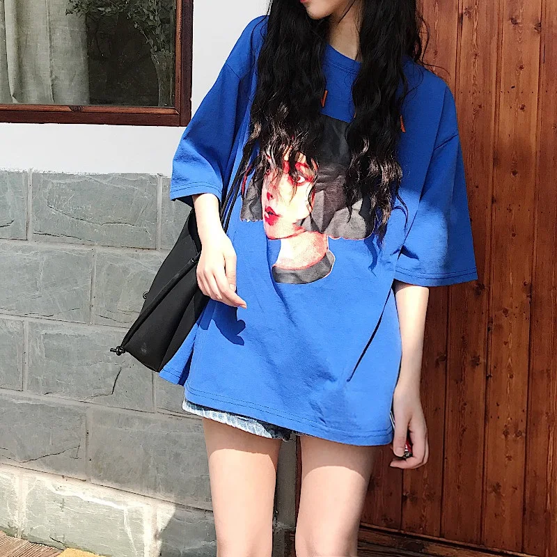 Футболка женская с принтом в виде забавных персонажей длинная уличная одежда