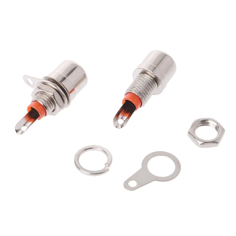

10 Pcs Nickel Plated RCA Phono Chassis Panel Mount Female Socket Adapter Red+Black P82A