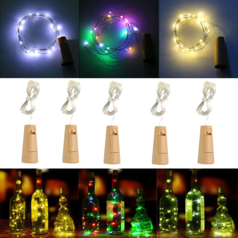 

20LEDs Solar Wine Bottle Lights Cork String Light Copper Wire Fairy Lights Battery Lamp Starry Night for Christmas Wedding Decor