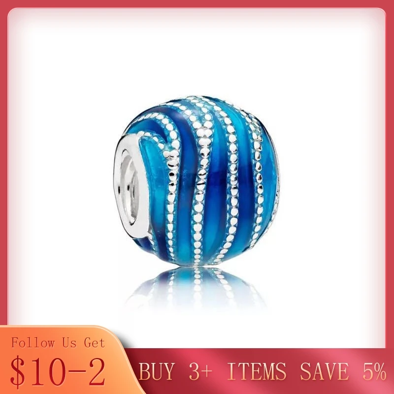 

CodeMonkey, настоящая 925 пробы, серебро, дикая синяя вихревая подвеска, подходит для оригинальных браслетов, бусин, сделай сам, ювелирное изделие ...