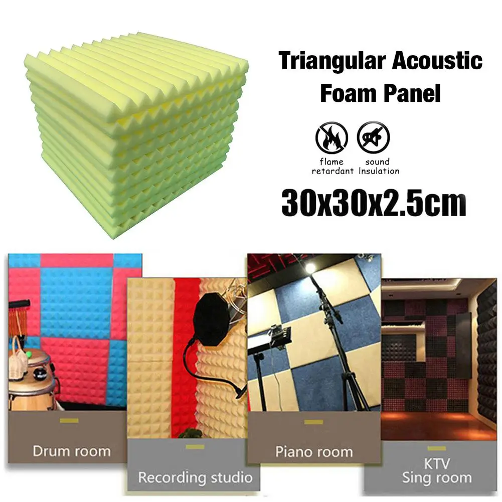 10pcs Soundproof Foam Triangular Profile Sound Absorbent Foam Acoustic Panel Noise Absorption File For KTV Recording Studio