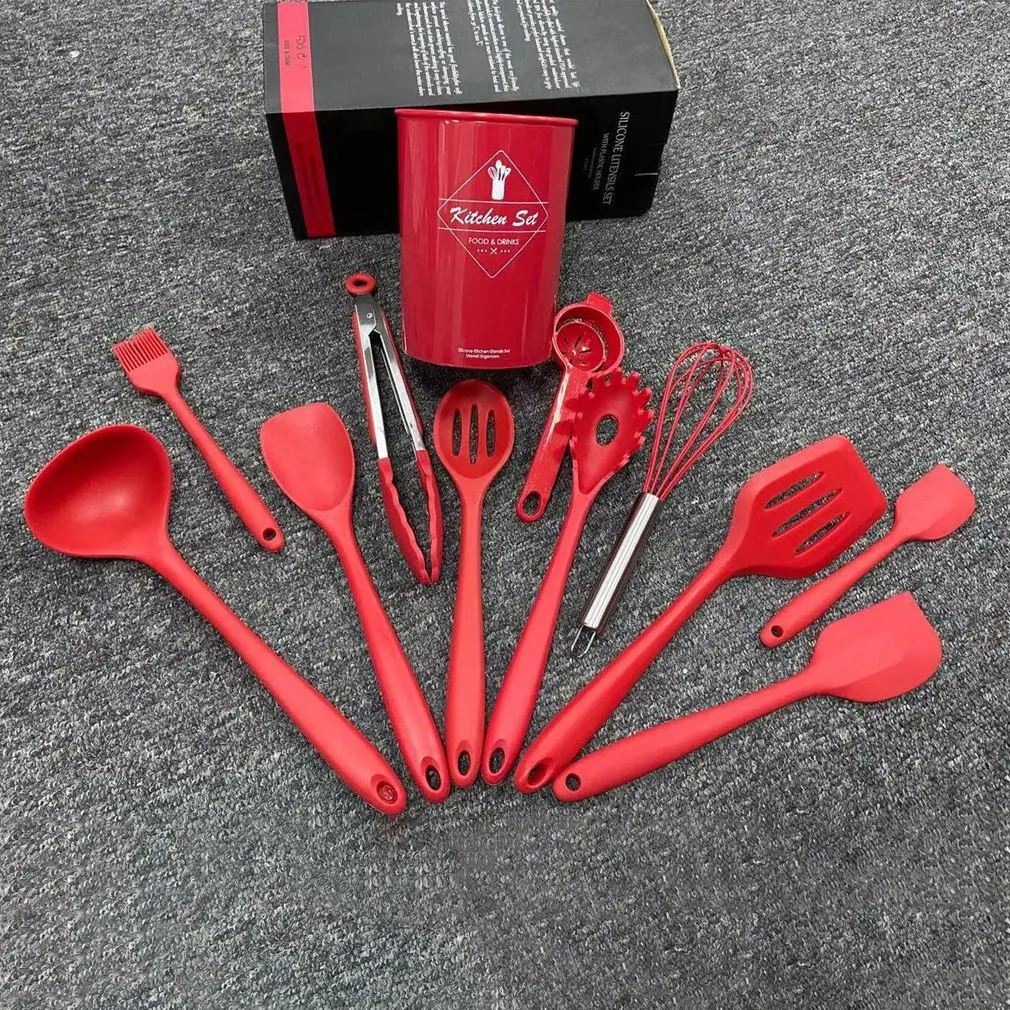 

10pcs Silicone Kitchenware Non-stick Cookware Cooking Tool Spatula Ladle Shovel Spoon Soup Kitchen Utensils Set