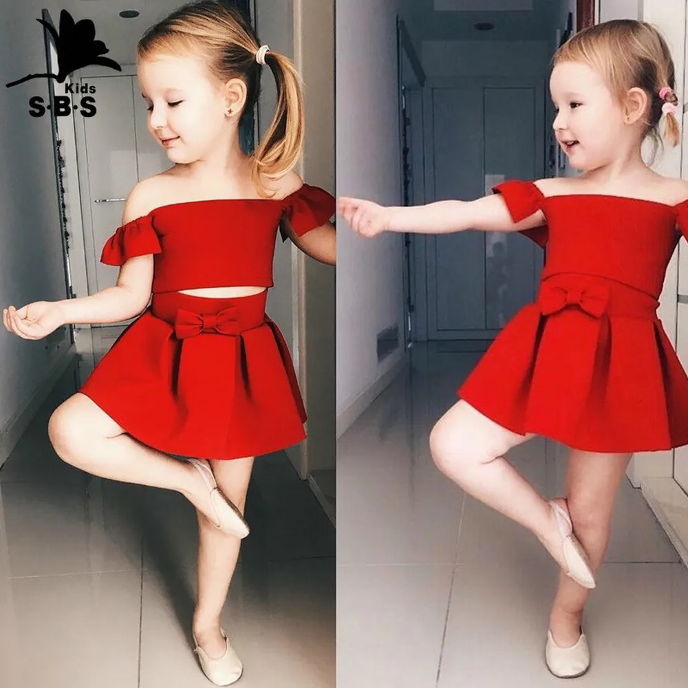 Новое поступление лета 2019 Модный комплект из 2 предметов для маленьких девочек