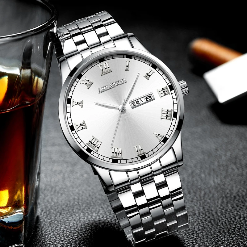 

Luxury Watches Men Hot Sale Waterproof Military Sport Watch For Men Silver Steel Strap Business Quartz Clock Men's Wristwatches