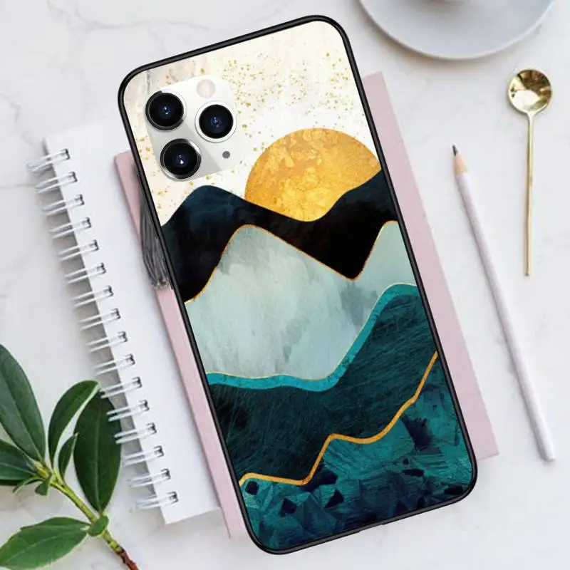 

Luxury Mountain Marble Moon Phone Cases for iPhone 11 12 mini pro XS MAX 8 7 6 6S Plus X 5S SE 2020 XR
