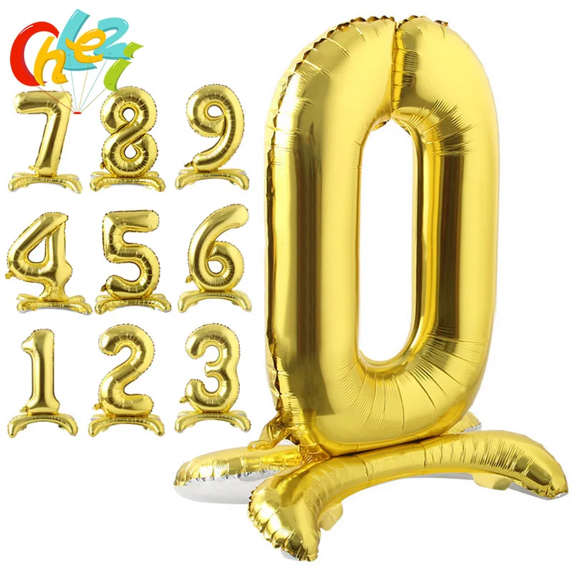 Фольгированный воздушный шар с цифрами 1 шт. 32 дюйма розовое золото серебро