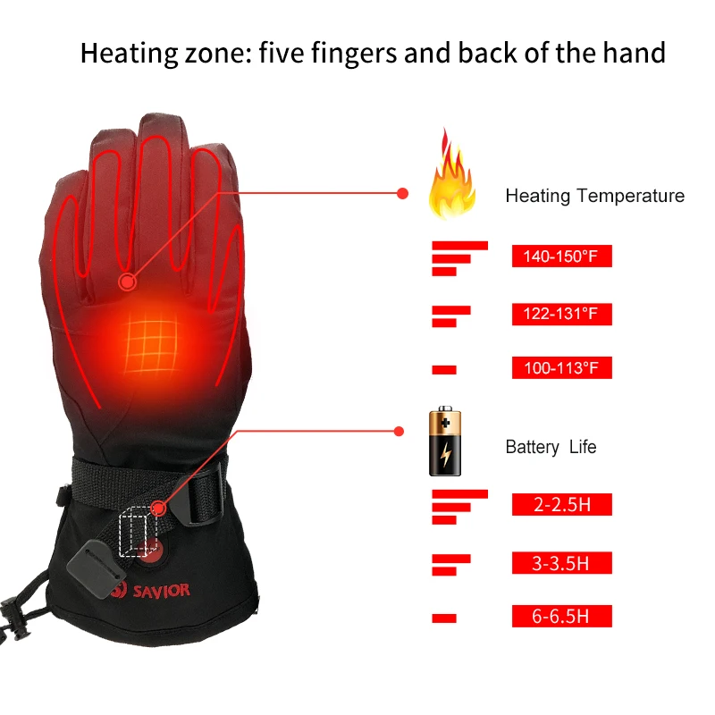 Перчатки для зимних лыж перчатки с перезаряжаемой литий ионной батареей и