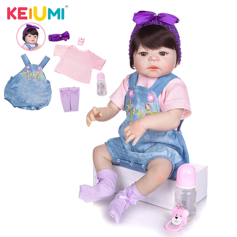 KEIUMI 23 Baby Reborn Silicone Babies Doll Full Vinyl Body Handmade Realistic Newborn For Girl Festival Gifts Playmate ToyS | Игрушки и