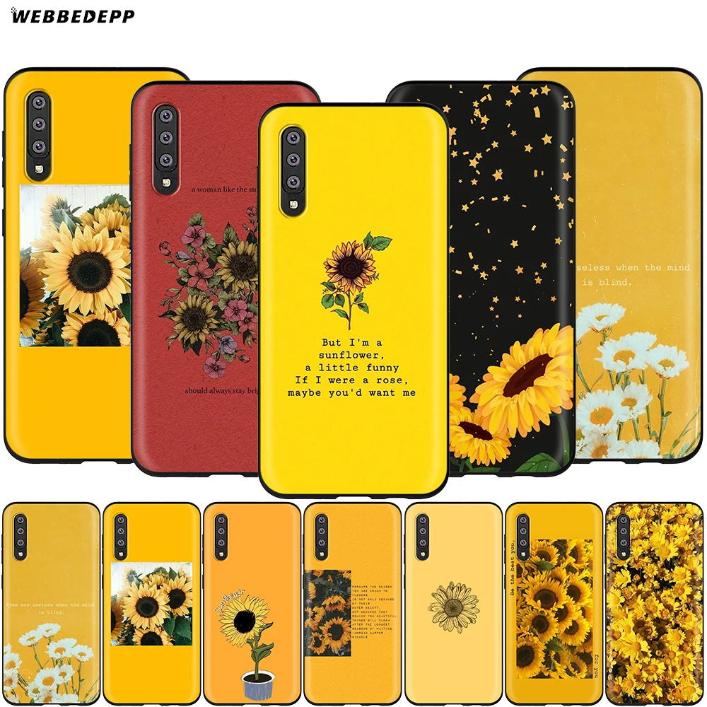 Webbedepp красивый желтый чехол с подсолнухом для Samsung Galaxy A2 J4 J6 J7 Duo J8 Core Prime 2018 A20E