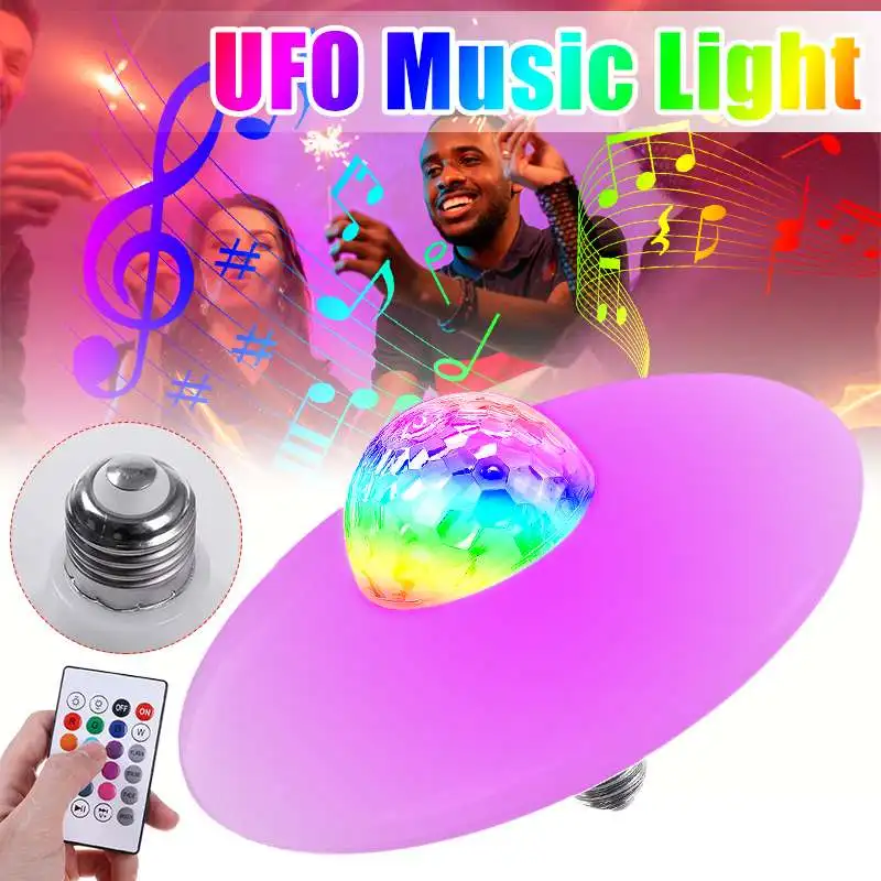 

WiFi Smart Light Bulb 30W E27 LED Bulb RGB Dimmable UFO Bluetooth Crystal Bulbs Music Speaker Remote Control LED Light