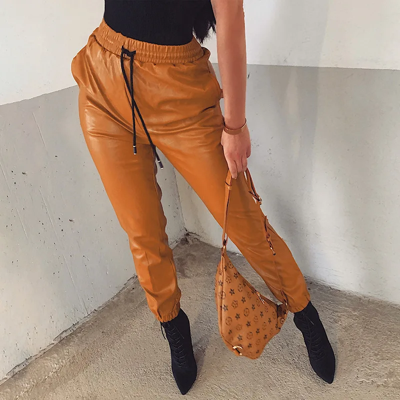 

2021 autumn and winter new sexy tight-fitting high-elastic PU leather pants with small feet, women's bottoms, women's pants
