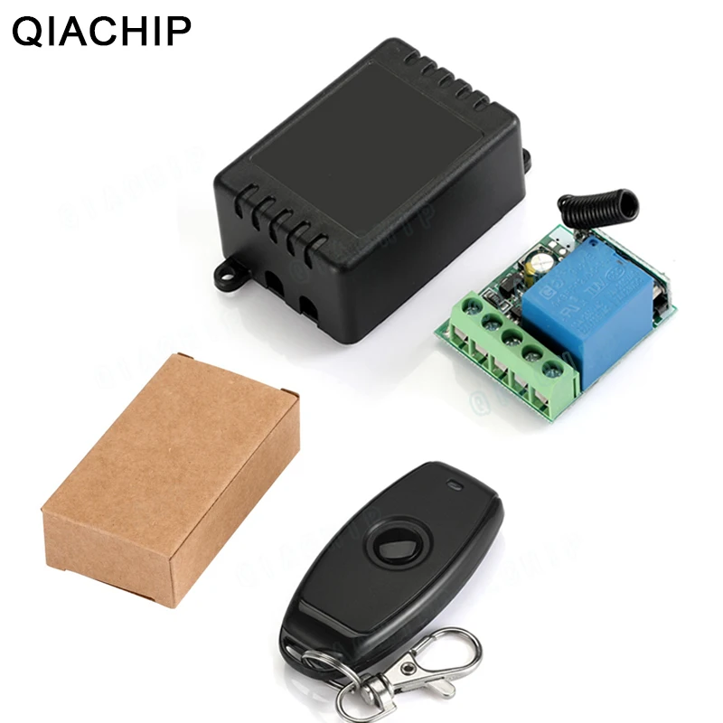 

QIACHP 433Mhz Universal Wireless Remote Control Switch DC 12V 1CH Relay Receiver Module + RF Transmitter 433 Mhz Remote Controls
