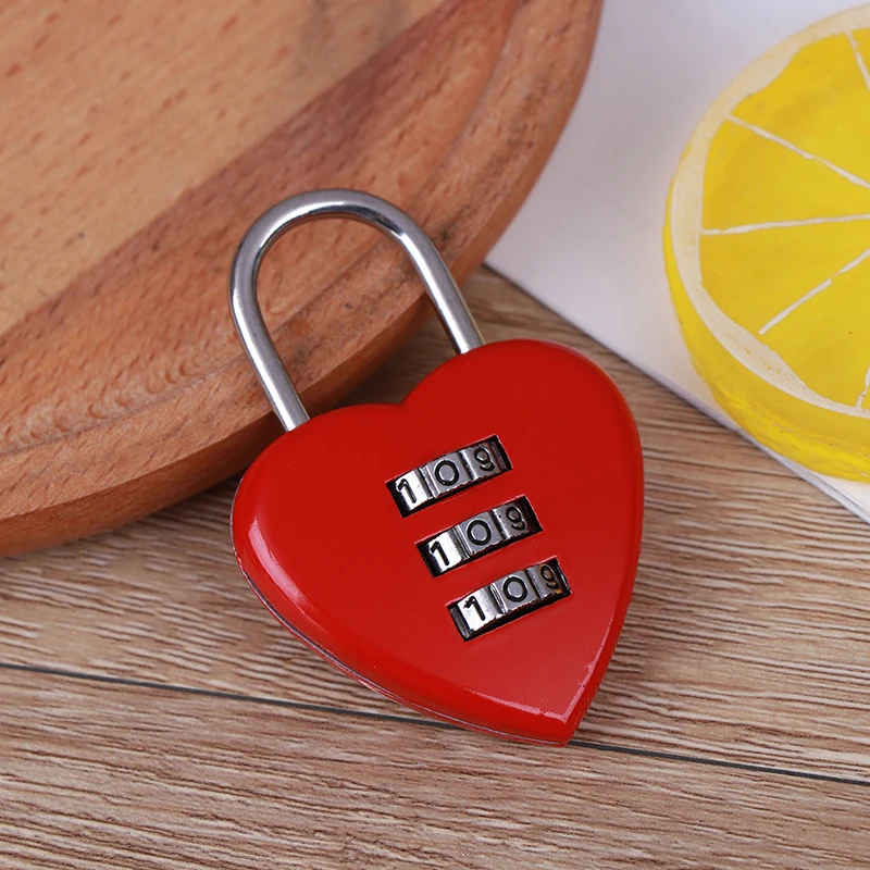 

1PCS Luggage Lock Mini Cute Heart Shape 3 Digit Luggage Suitcase Padlock Red Heart Shaped Coded Lock
