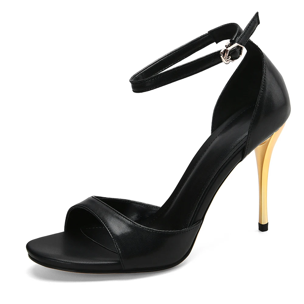 

Acedichy2022 Spring Gold Heel Shoes Novelty Style Modern Luxury Peep Toe Sandals Sheepskin Buckle Strap Designer Customized 95Mm