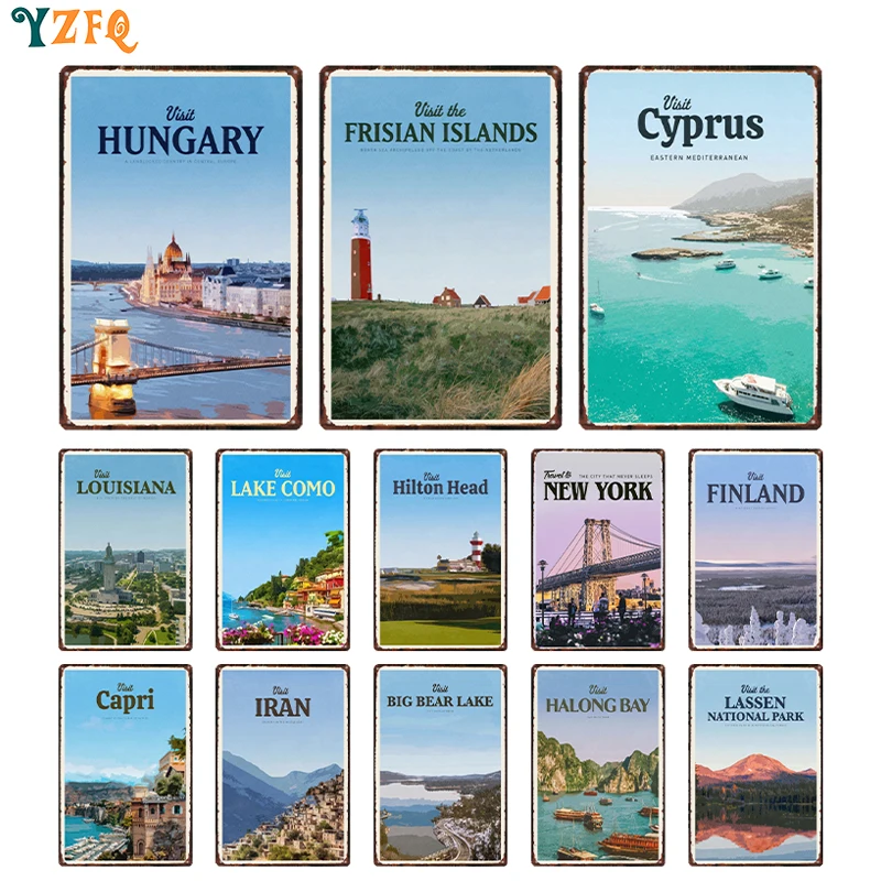 Постеры для путешествий, город, Финляндия, Капри, озеро комато, жестяная винтажная металлическая доска, украшение гостиной, винтажная вывеска Бар Кафе гараж, подарок