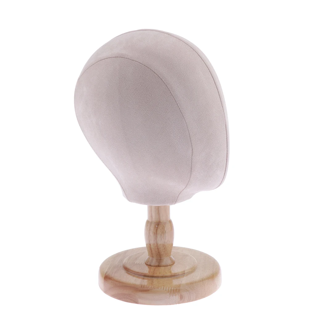 Cork Flocking Cloth Head Mannequin Manikin Wig Making Hat Display Styling with Wooden Stand - Beige | Шиньоны и парики
