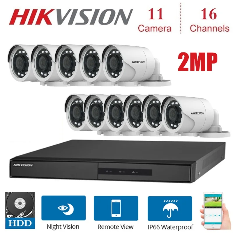 Открытый 2MP 16 каналов DVR с 11 шт. 4 в 1 TVI/CVI AHD/CVBS камера безопасности ночное видение Cctv