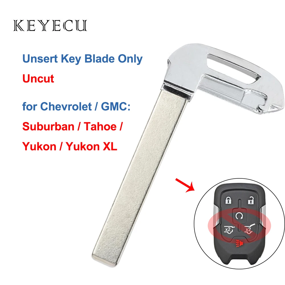 

Keyecu Uncut Insert Emergency Key Blank Blade Fob HYQ1AA HYQ1EA for Chevrolet Silverado 1500 2500 3500 Tahoe for GMC Yukon XL