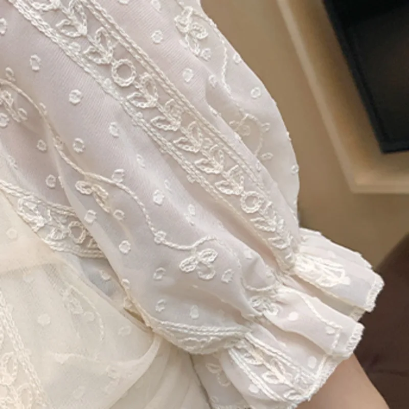 

Summer Dress Women Gentle Square Neck Sweet Vestidos Chiffon Lace Embroidered Chic Mesh Beading Vintage Party Dresses 2021 Robe