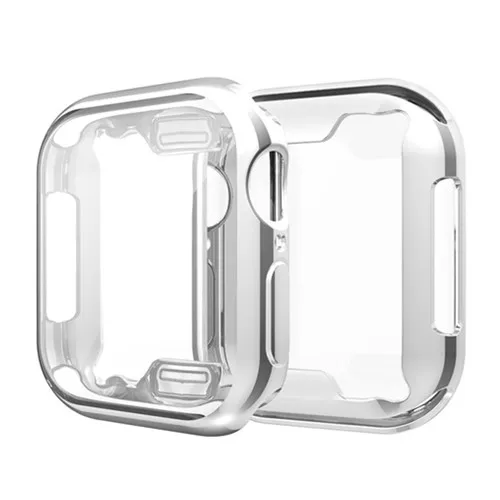 silver Чехол для Apple watch 4, 3, 5, чехол для Apple Watch band 44 мм, 40 мм, 42 мм, 38 мм, Iwatch, чехол, ТПУ, мягкий силиконовый защитный бампер - Цвет ремешка: silver