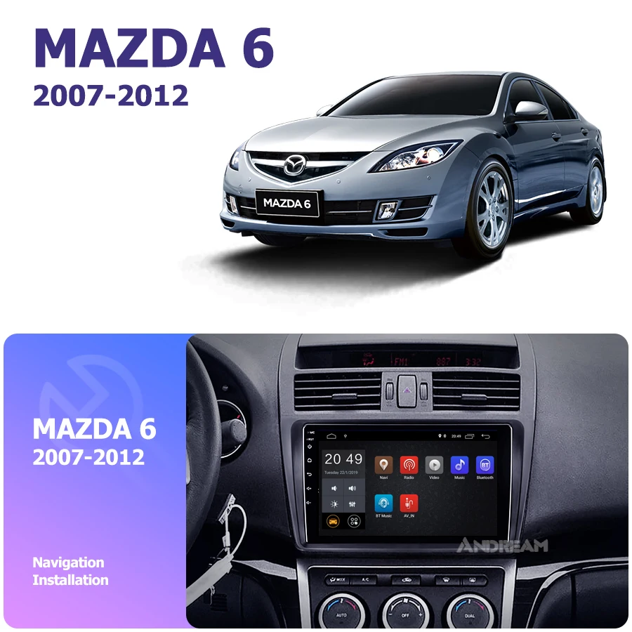 Автомобильный плеер 9 дюймов Android 8 1 четырехъядерный процессор 2 ГБ + 16 для Mazda 6 2007