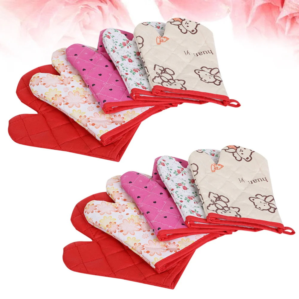 

10pcs Heat Resistant Oven Mitts Protective Non-slip Pot Holding Cover Hand Protector for Kitchen (Random Color)