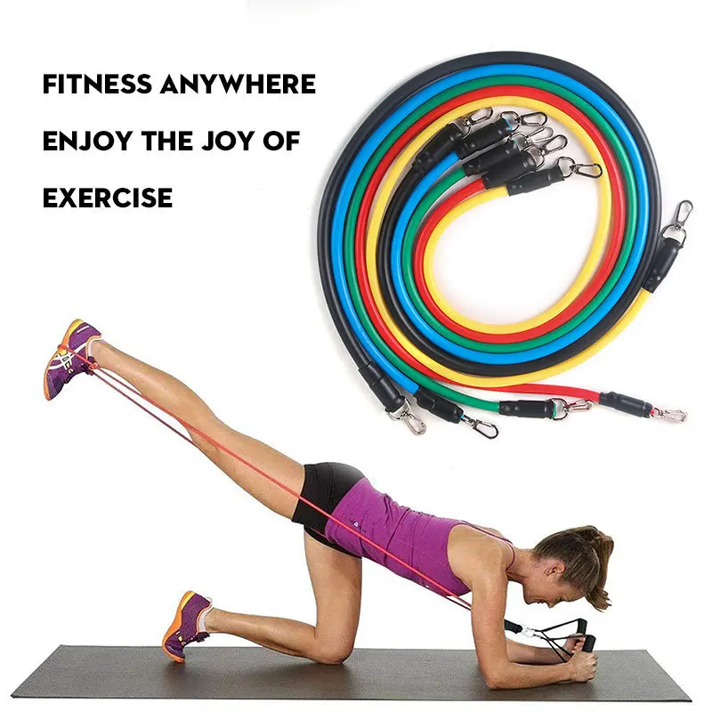 

Латексные Эспандеры 11 шт./компл., тренировочные тренировки через плечо, трубки для йоги, эластичные ленты-Эспандеры для фитнеса с сумкой