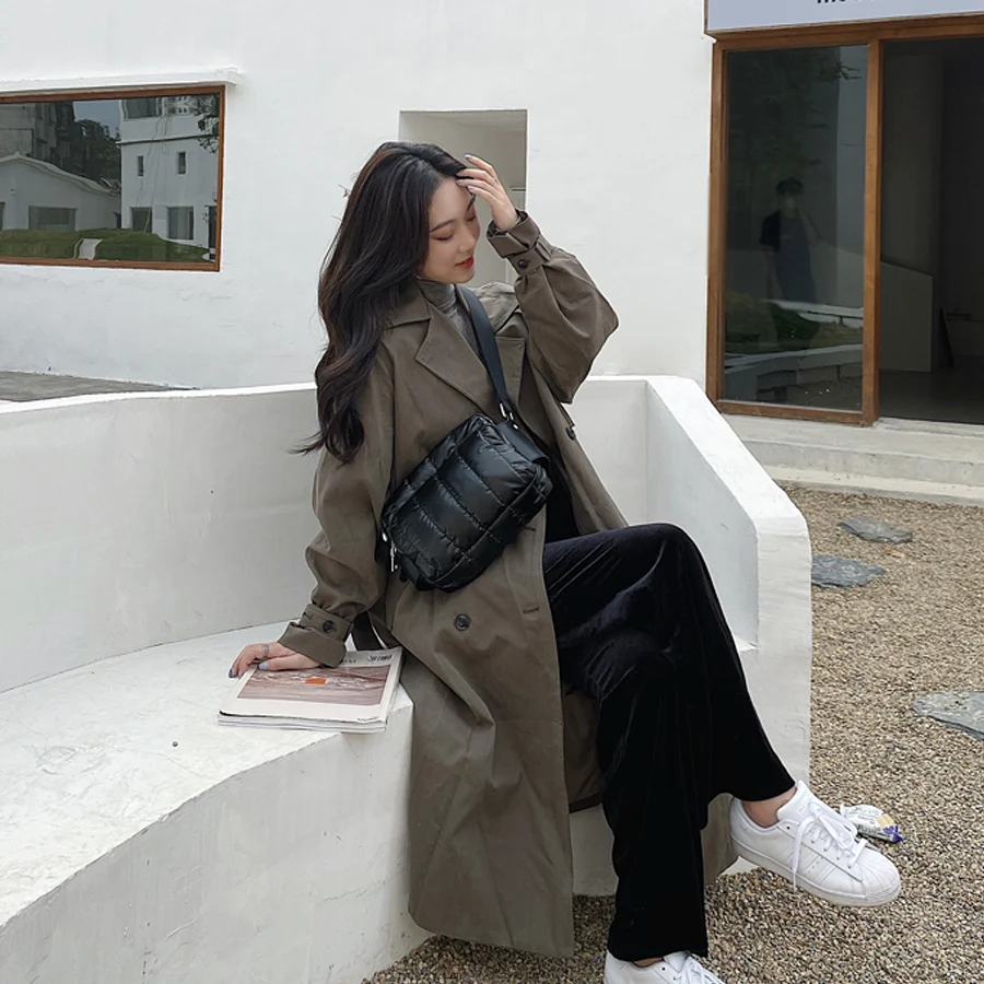 

Пышные сумки через плечо для женщин, однотонные квадратные Наплечные сумки, модный легкий клатч из хлопка, повседневные сумочки, кошелек с п...