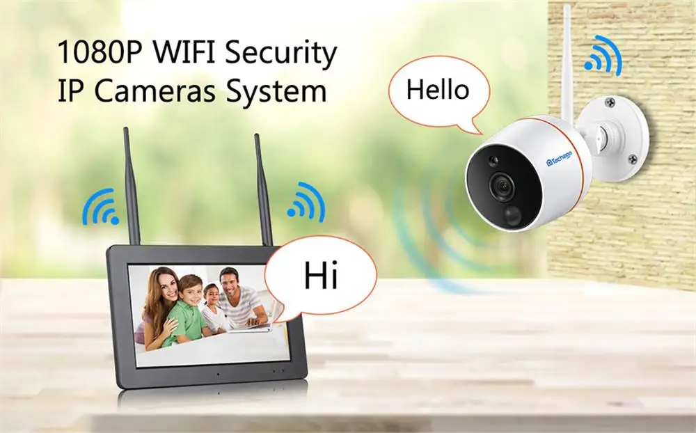 Wifi Camera Wireless NVR Surveillance-Kit Cctv-System Video-Security Outdoor SD Card Two Way Audio System 1080P 7" Touch Screen