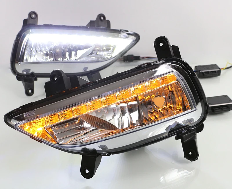 

2pcs For Kia Forte 2013-2016 LED Daytime Driving Running Light DRL Car Fog Lamp 6000K White Light Turn Yellow Light