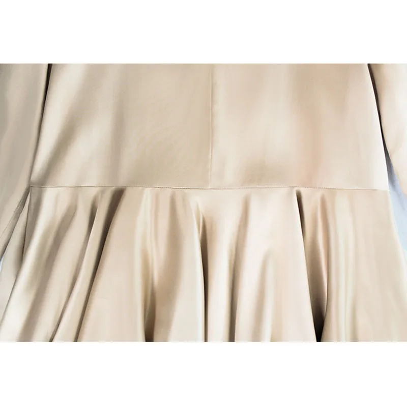 

HARLEYFASHION Elegant Temperament Flounce Design Women Fashion 2021 V-Neck Long Sleeve With Belt Silk Mini Dress