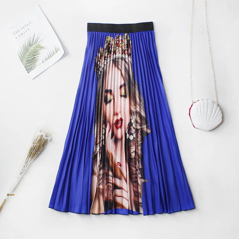 Шифоновая юбка с цветочным принтом плиссированные юбки средней длины эластичной