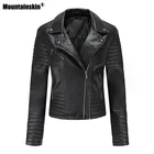 Женская кожаная куртка Mountainskin, повседневная приталенная мотоциклетная куртка из искусственной кожи, на молнии, европейские размеры, MT013, осень