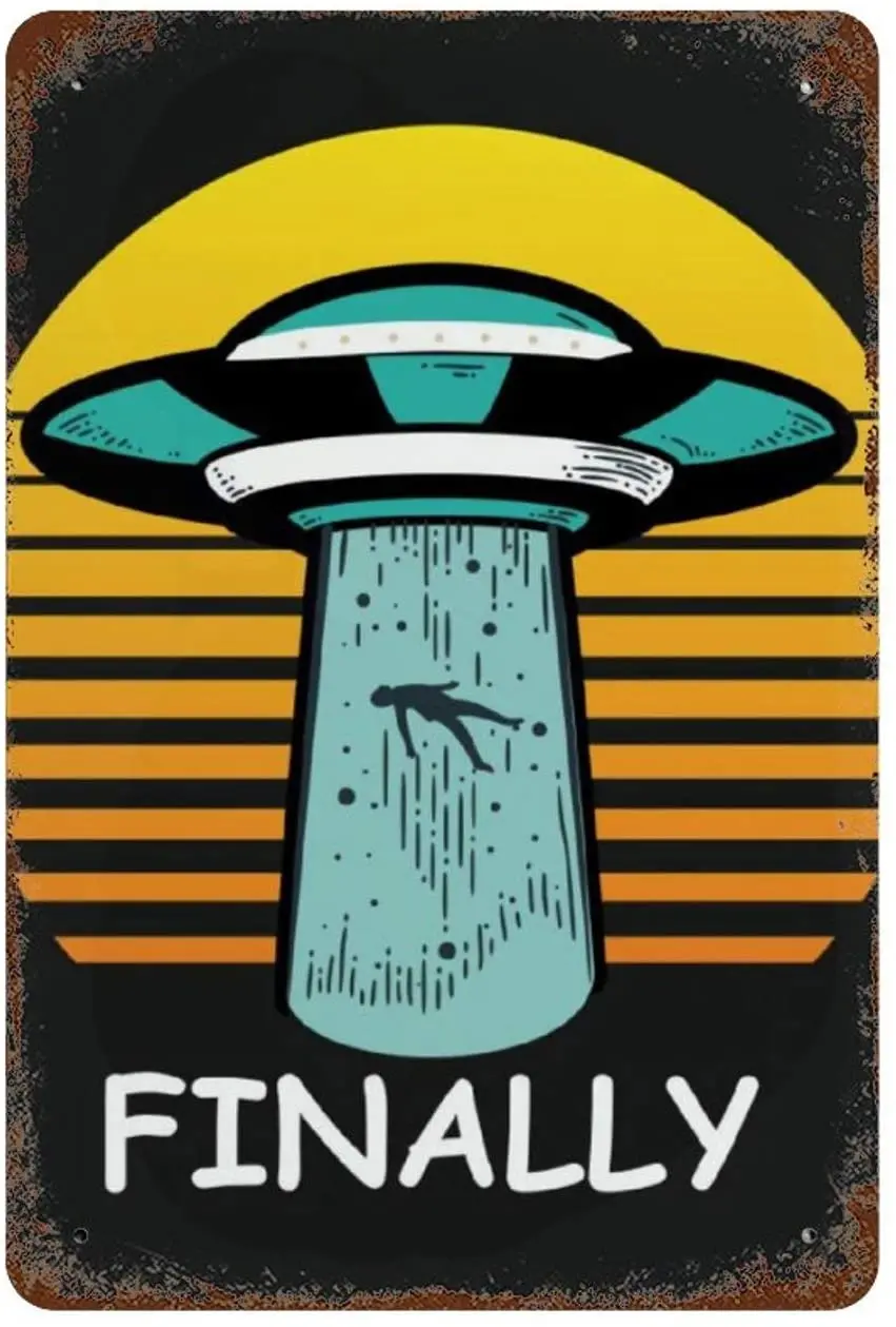 

Alien Abduction Vintage Metal Sign, Retro Tin Signs for Store, Bar, Home Decoration Retro Tin Sign f30x30cm