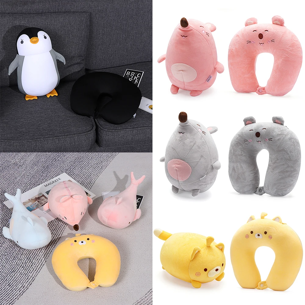 

Deformable Cartoon Penguin Whale U-Shape Pillow Dual Purpose Fluffy Changable Travel Neck Protection Soft Pillows