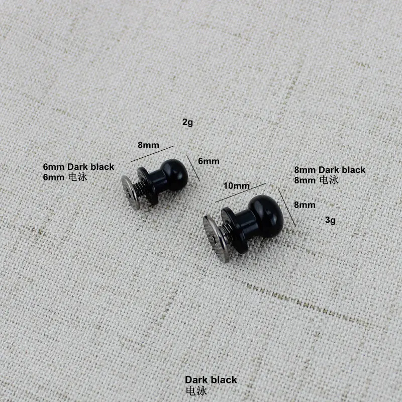 10pcs 50pcs High quality Dark black screws Round Head Solid Nail Leather Screw Rivet Bags Decoration | Багаж и сумки