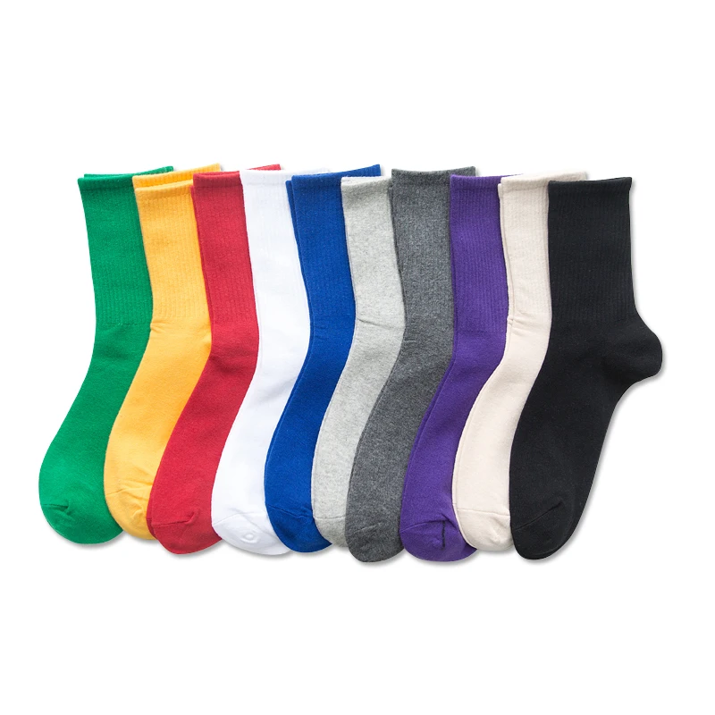 Unisex Rainbow Color Men Socks 100 Cotton Harajuku Colorful Mid Standard 1 Pair | Мужская одежда