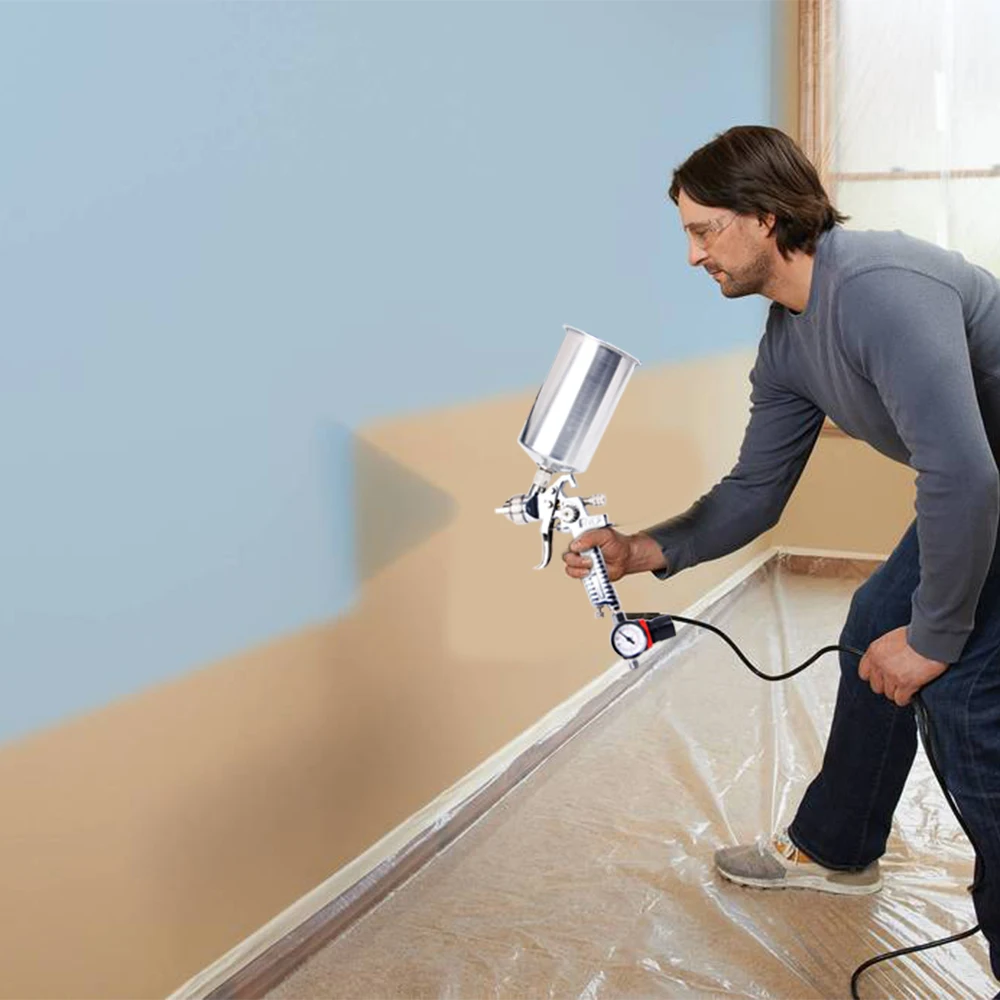 УГЛЕРОДНЫЙ 2 5 мм HVLP гравитационный подающий пистолет распылитель с регулятором