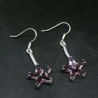 gemstonefactory big promotion single unique 925 silver purple amethyst hook women ladies gift dangle drop earrings 20213710