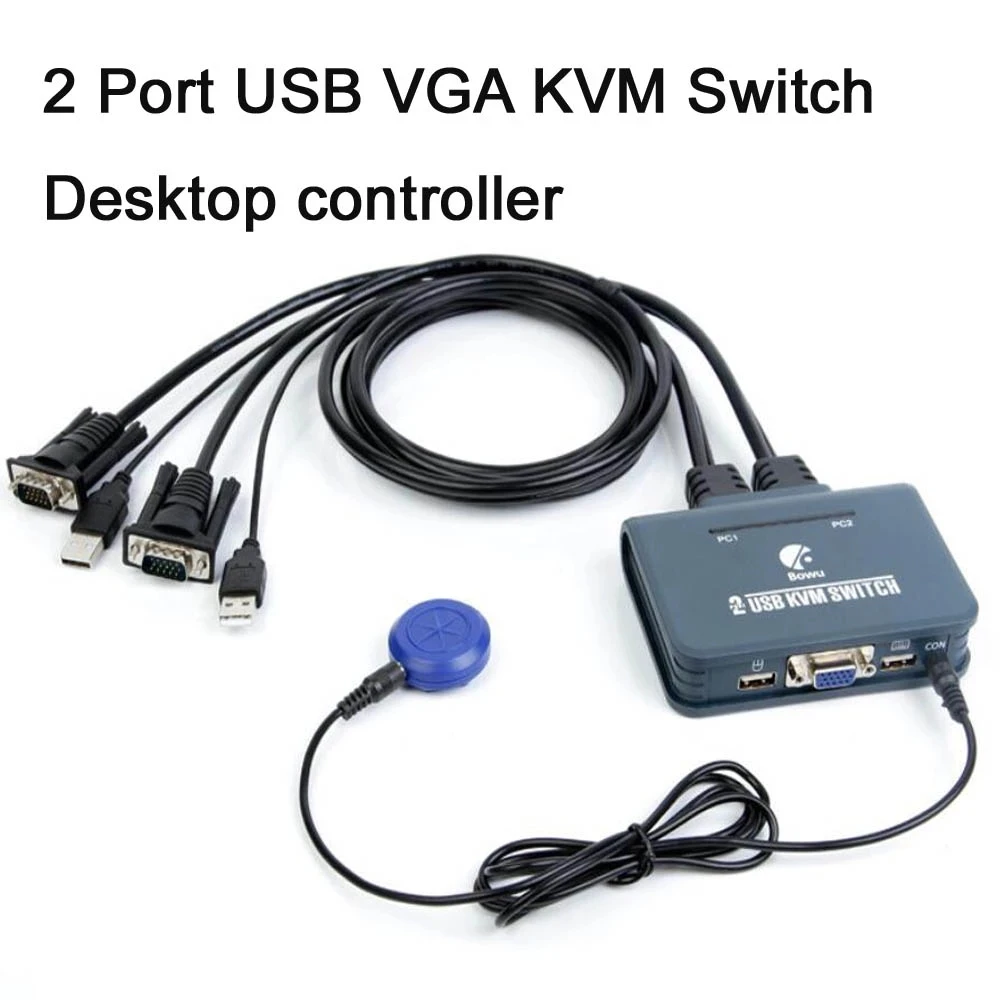 KVM-переключатель с 2 портами VGA USB KVM-выключатель в 1 поддержкой аудио видео