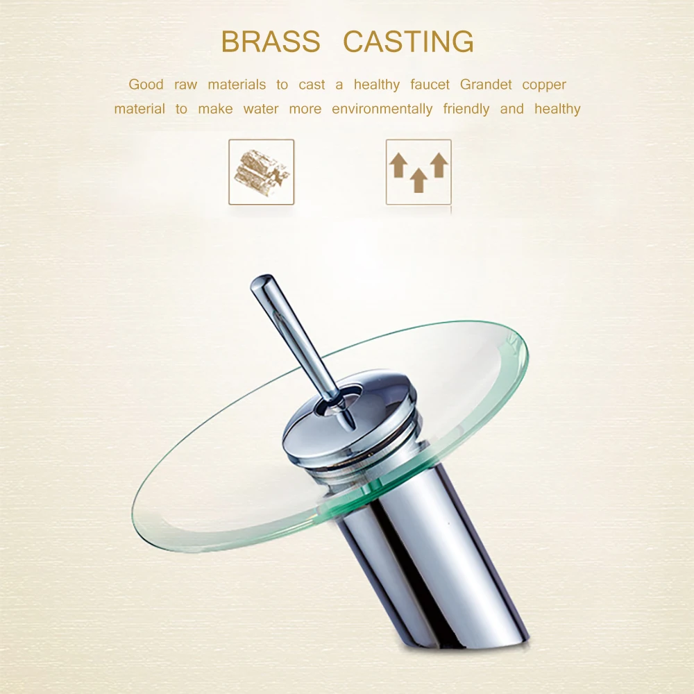 Смеситель для раковины ванной со стеклянным водопадом из латуни с