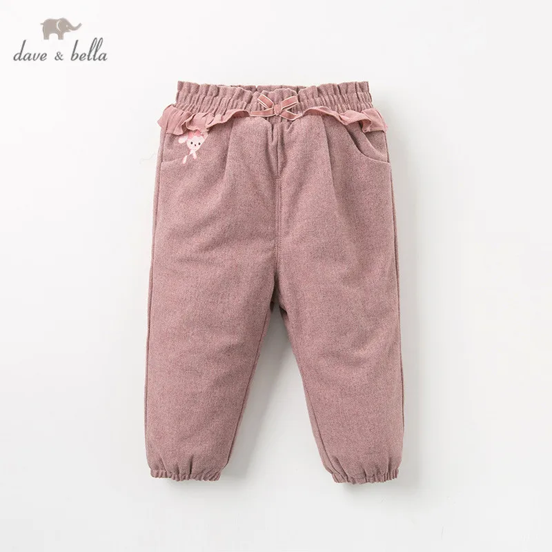 DB12215 dave bella зимние штаны для девочек модные детские брюки с карманами и бантиком
