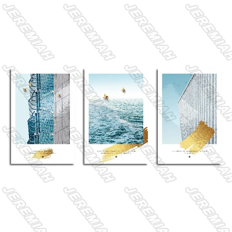 

Landscape Painting Blue Ocean Waves and Vast Sky Classic Poster Modern Home Decoration