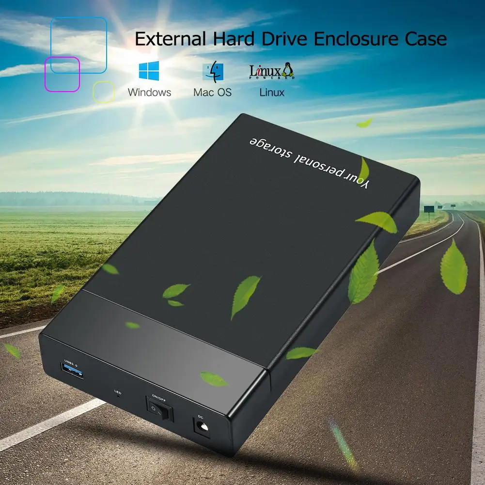 

VKTECH USB 3.0 to 3.5 inch SATA III 5Gbps External Hard Drive Disk Ehclosure Case With LED Indicator For Laptop Desktop Hot