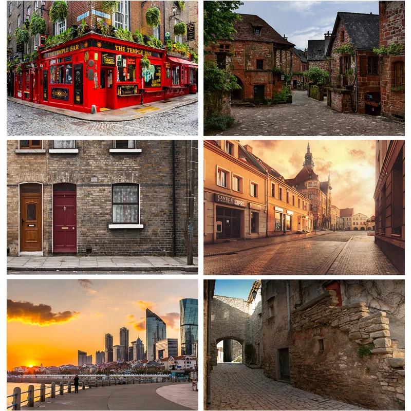 

Vintage European Street View Scenery Photography Backdrops Wedding Travel Photo Backgrounds Studio Props 21928 DFG-03