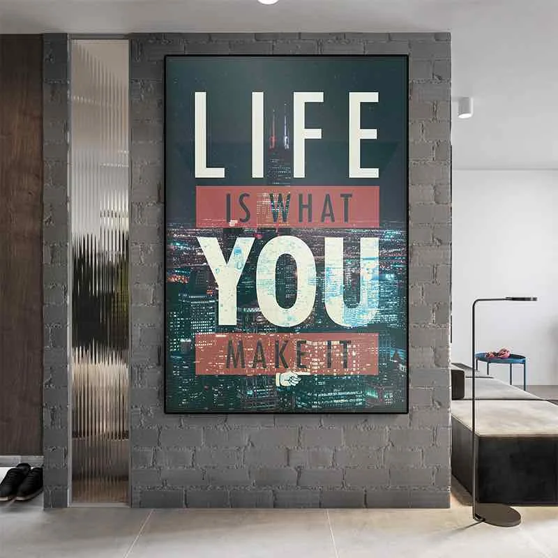 

Life Is What You Make It Canvas Painting Hustle Hard Decoration Pictures Posters And Prints Modern Artwork Living Room Decor