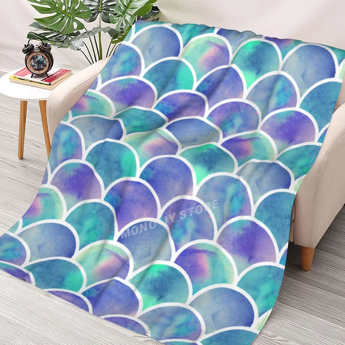

Mermaid Tail Fish Scales Throw Blanket Sherpa Blanket Bedding soft Blankets 70x100 220x240 220x260