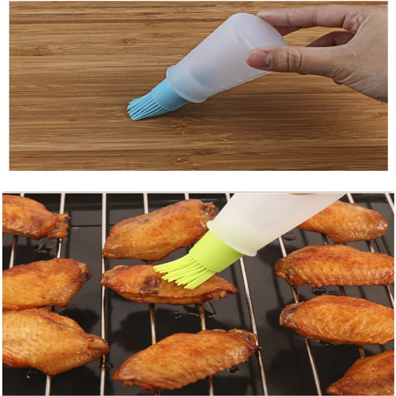 

1 Pcs Portable Silicone Oil Bottle with Brush Grill Oil Brushes Liquid Oil Pastry Kitchen Baking BBQ Tool Kitchen Tools for BBQ