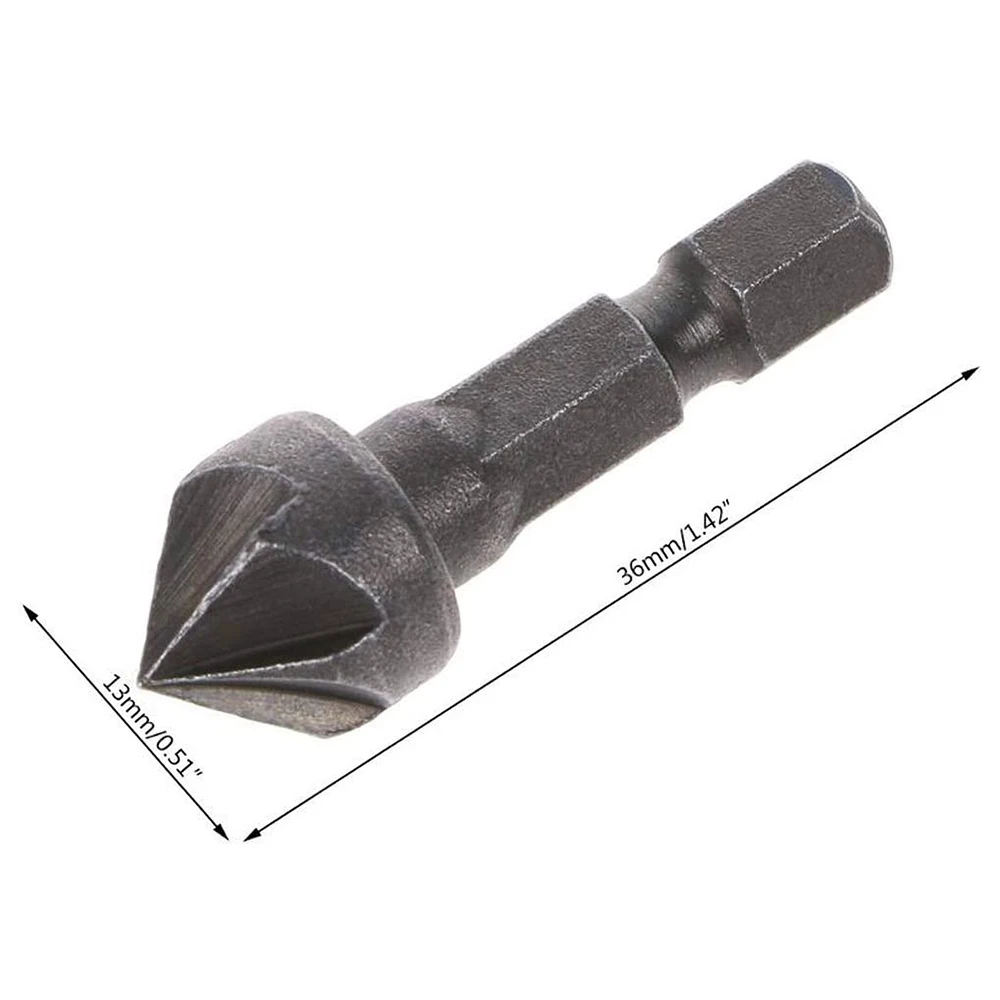 

1PC Countersink Drill Chamfer Bit 1/4" Hex Shank Carpentry Woodworking Angle Point Bevel Cutting Cutter 90 Degree