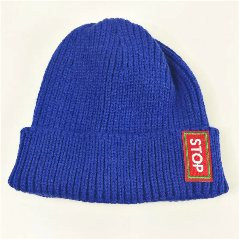 Шапка с вышивкой и надписью stop осенне-зимняя вязаная шапка для мужчин женщин